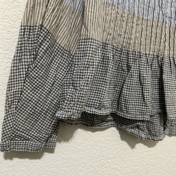 Khadi and Co. Bess Nielsen Blouse Stripe Medium Brown Blue - Picture 8 of 16